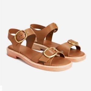 NWOT Everlane Tan Leather Sandals with Gold Buckles